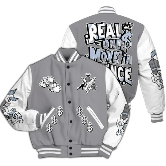 Discover Varsity Jacket To Match Low Cement Grey 11s - Ones Move In Silence Graphic