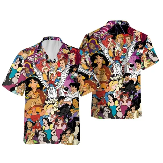 Discover Cartoon Character Hawaiian Button Down Shirt Unisex Adults S-5XL