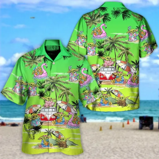 Discover Disney Star Wars Cartoon Baby Yoda Cool Hawaiian Shirt Summer Beach Aloha