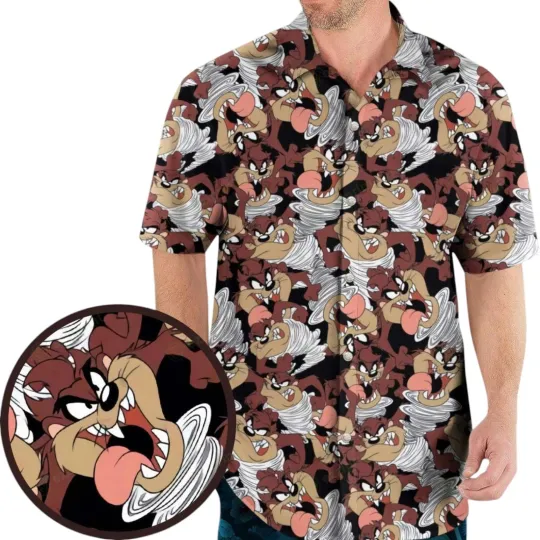 Discover Tasmanian Devil Looney Tunes Pattern Hawaiian Shirt Gift Ideas For Cartoon Lover
