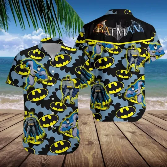 Discover DC Batman Logo Cartoon Pattern Tropical Aloha Summer Hawaiian Shirt