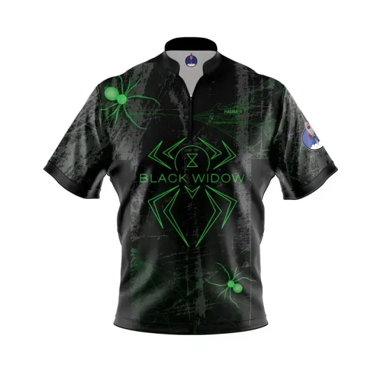 Hammer Black Widow Black Neon Bowling Jersey Shirt USA Size S-5XL