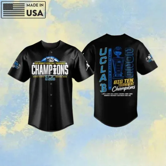 Discover Ucla Bruins 2026 Big Ten Basketball Tournament Champions Baseball Jersey