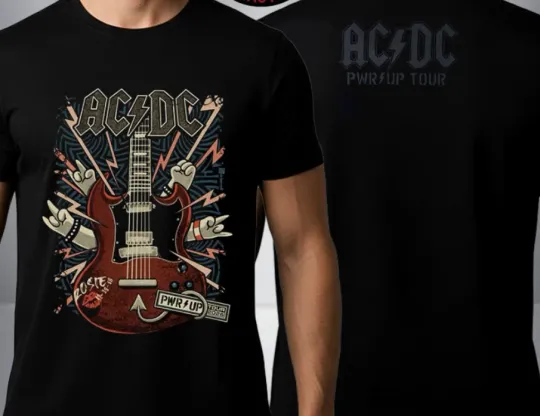 Discover AC-DC x Dr Bemoll Guitar Sound Light Whole Lotta Rosie Pwr Up Tour 2026 T Shirt