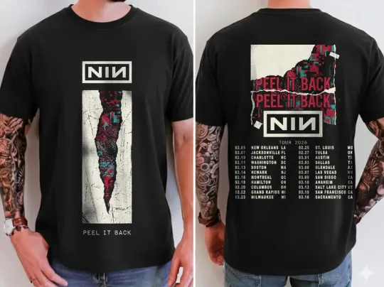 Discover Nine Inch Nails NIИ Peel It Back Tour 2026 North American Concert T-Shirt