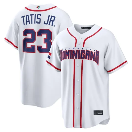 Discover Dominican Republic FRD Tatis Jr.  White 2026 World Baseball Classic Jersey
