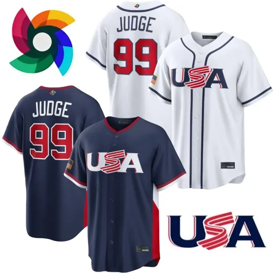 Discover Men's USA  Aaron Judge 2026 World Baseball Classic Home + Away Printed Jersey