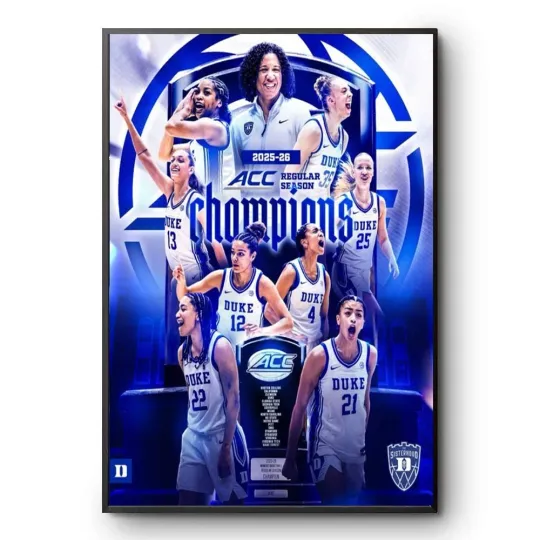 Discover Duke Blue Devils Women’s Basketball 2025-2026 ACC Regular Season Champion Poster