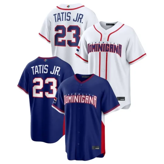 Discover Men's #23 Tatis Jr.  Dominican Royal/White  2026 World Baseball Classic Jersey