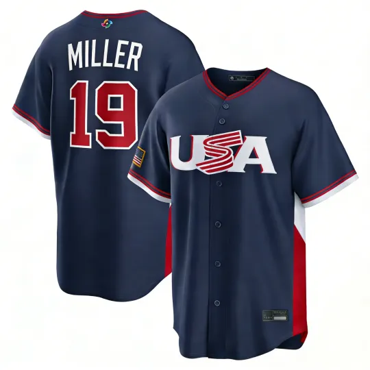 Discover Men's USA Mason Miller Navy 2026 World Baseball Classic Printed Jersey