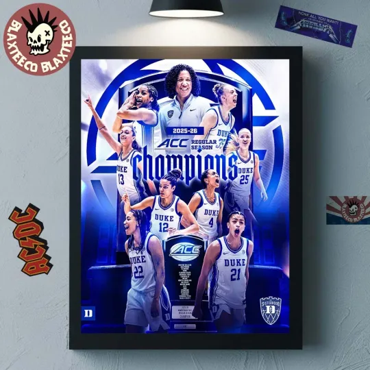 Discover NEW Dvke Blve Team Dev!ls Women’s Basketball 2025-2026 ACC Champions Poster