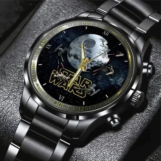 Discover Galaxy Space Warrior Black Stainless Steel Quartz Watch Sci-Fi Fan Gift