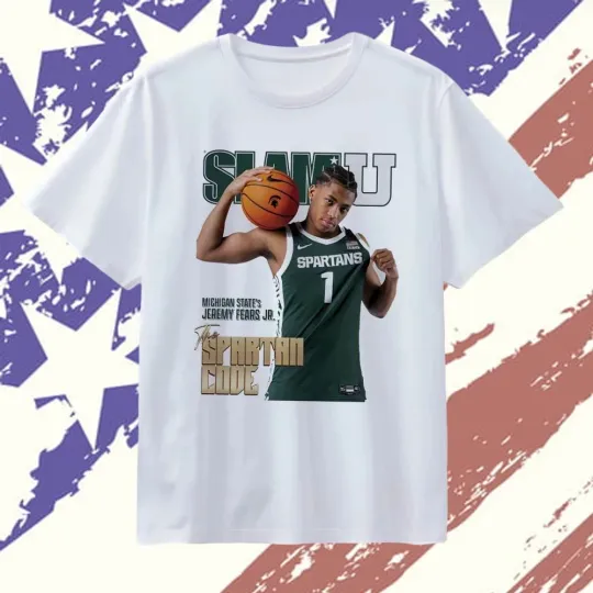 Discover SLAM U Jeremy Fears Jr Michigan State Spartans The Spartan Code White T Shirt
