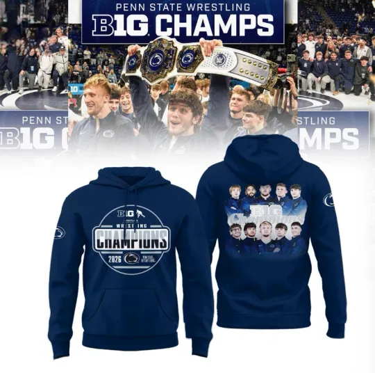 Discover Penn State Nittany Lions Big Ten Wrestling Champions 2026 3D Hoodie