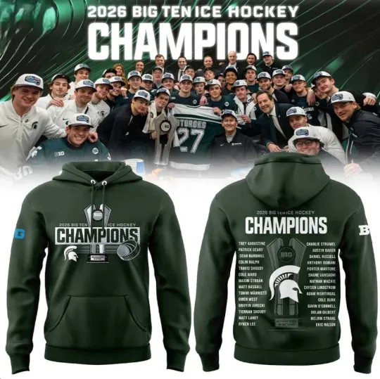 Discover Michigan State Spartans 2026 Big Ten Ice Hockey Champions Hoodie
