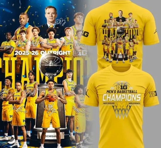 2026 Big10 Champions Men’s Basketball Champions Michigan Wolverines T-shirt