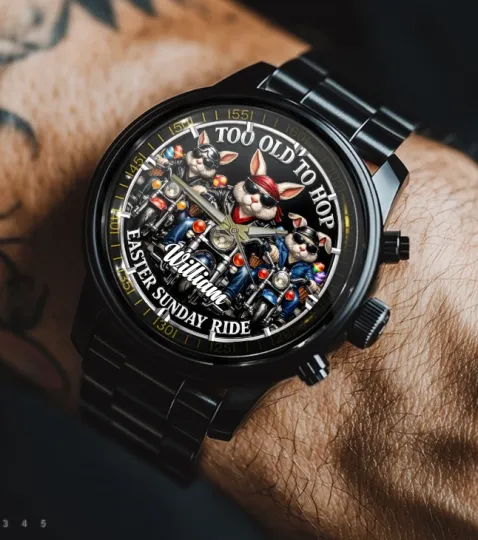 Discover Easter bunny motorcycle watch-perssonalized Name