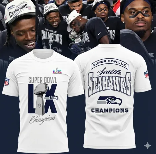 Seattle Seahawks Super Bowl LX Champions 2026 White T-Shirt