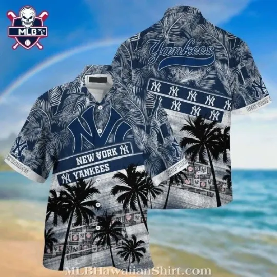 Discover Monochrome Palms NY Baseball Team Yankeess Hawaiian Shirt