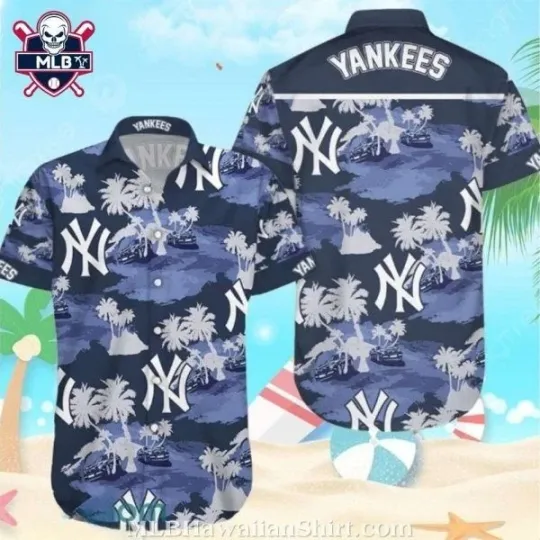 Discover Nautical Palms NY Baseball Team Yankeess Hawaiian Shirt