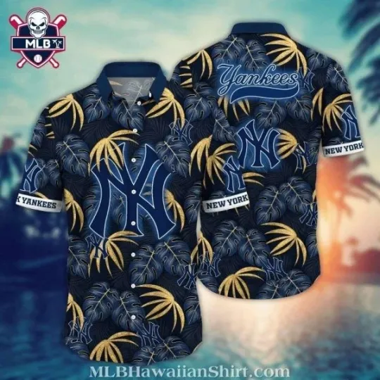 Discover New York Baseball Team Yankeess Custom Name Grey Scale Waves Design Aloha Shirt
