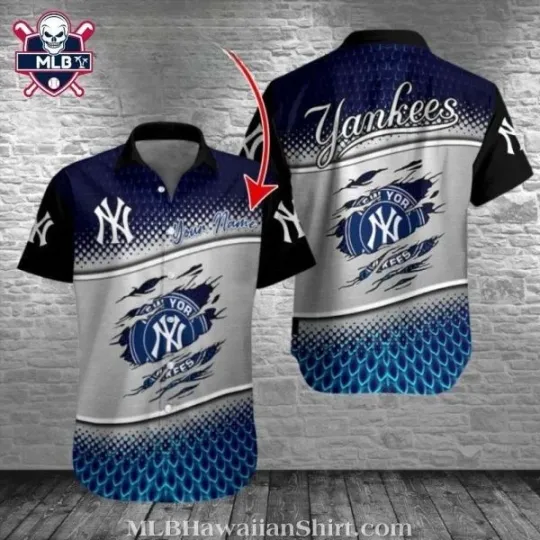 Discover Nautical Navy NY Baseball Team Yankeess Tropical Shirt With Customizable Name