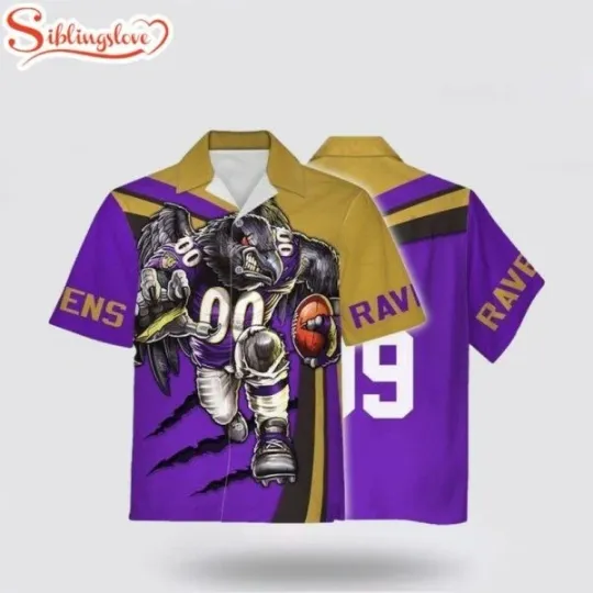 Discover Baltimore Football Team Ravenss Football Mascot Hawaiian Shirt