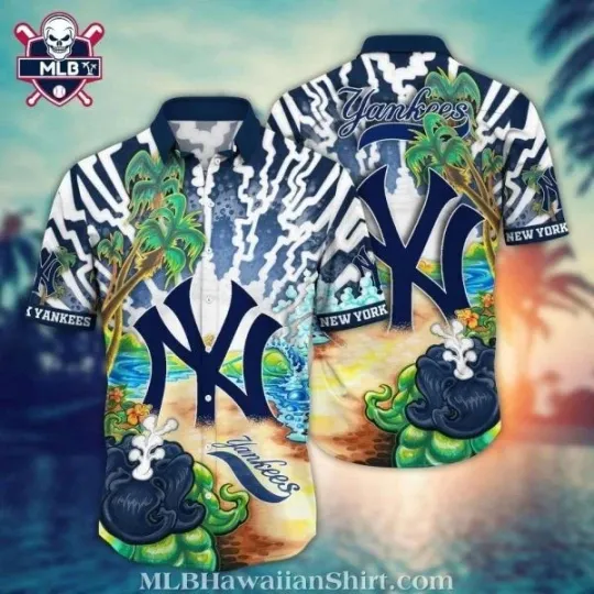 Discover Mythical Waves New York Baseball Team Yankeess Hawaiian Shirt