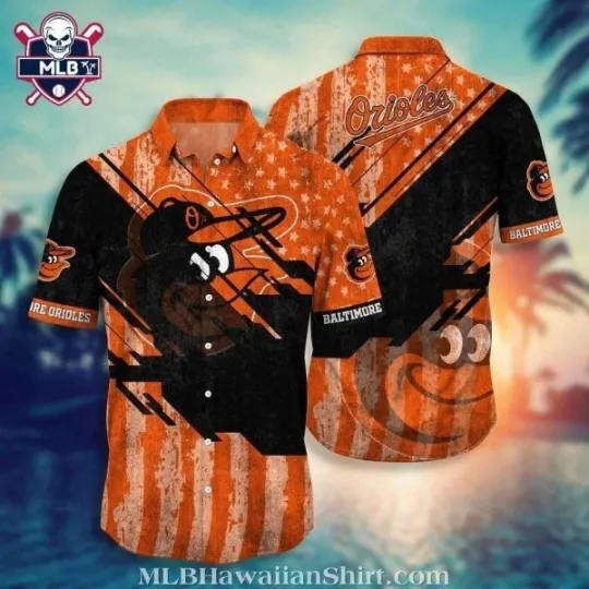 Discover Baltimore Baseball Team Orioless Retro Star Stripe Tropical Hawaiian Shirt