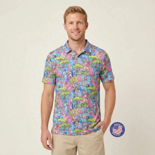 Discover Sleeping Beauty Storybook Scenes Men's Polo Shirt