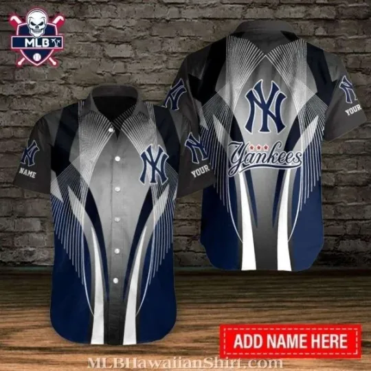 Discover NY Baseball Team Yankeess Aloha Shirt With Geometric Overlay
