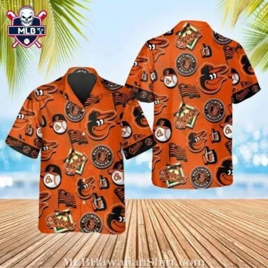Discover Baltimore Baseball Team Orioless Enthusiast’s Orange Emblem Party Hawaiian Shirt