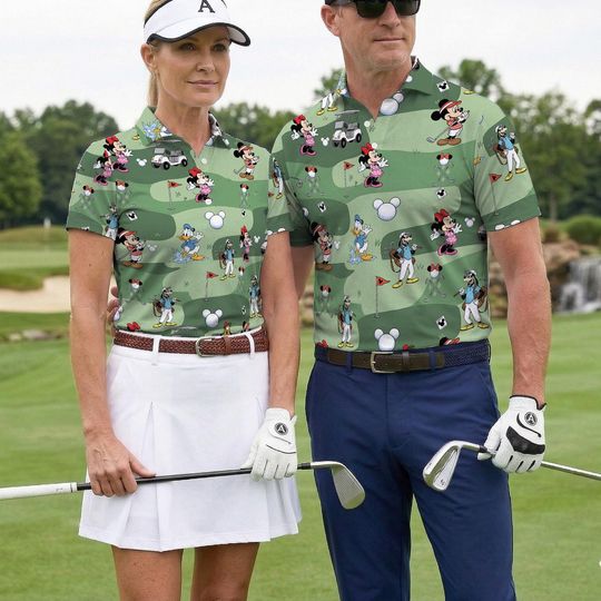 Discover Disney Mickey and Friends Golf Polo Shirt for Men Women, Cartoon Disney Golfer Polo