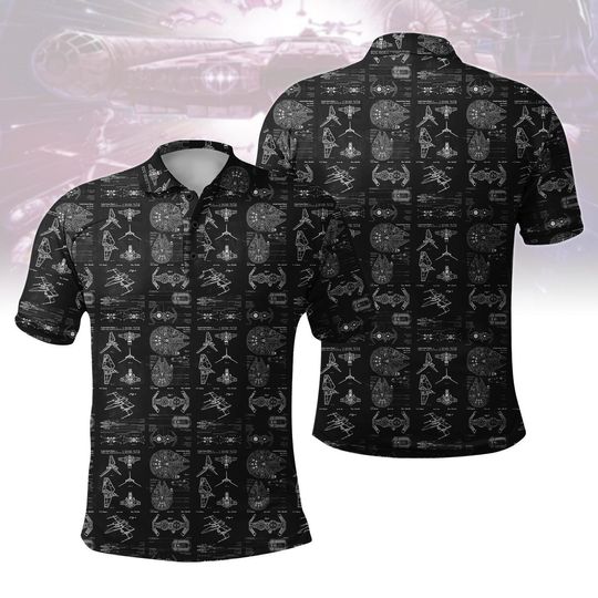 Discover Star Wars Men's Polo Shirt Short Sleeve Disney Movie Spaceship Golf Summer Vacation