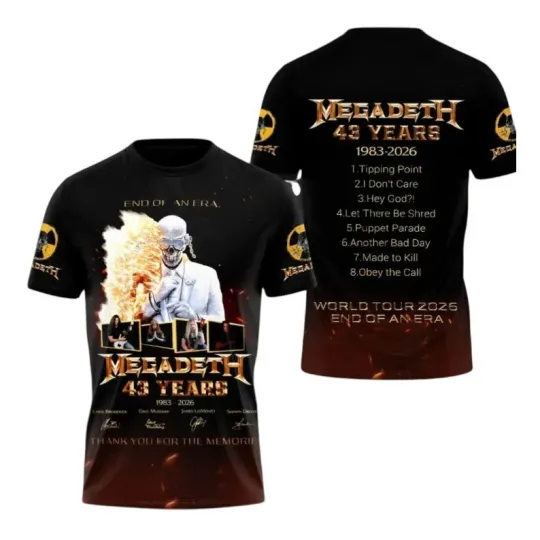 Discover Heavy Metal Band 43 Years Anniversary Tour 2026 Graphic 3D T-Shirt Unisex