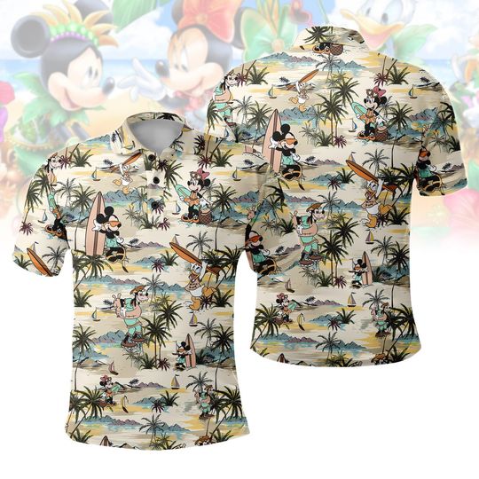 Discover Disney Characters Polo Shirt for Men and Kids, Mickey, Minnie, Donald, Daisy, Goofy, Pluto, Summer Beach Casual