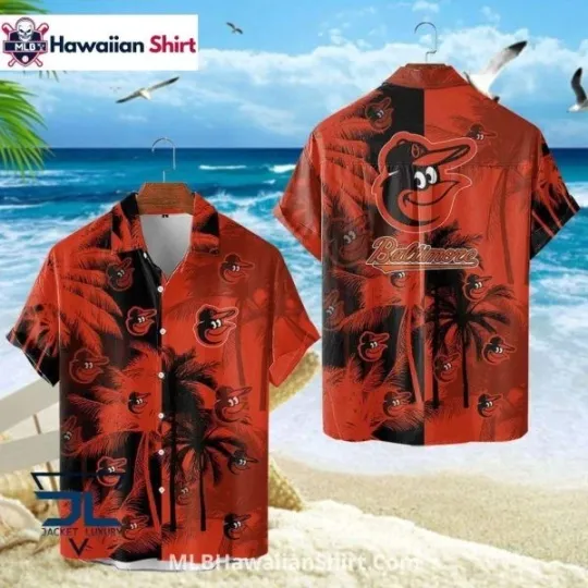 Discover Palm Tree Silhouette Baltimore Baltimore Baseball Team Orioless Aloha Shirt