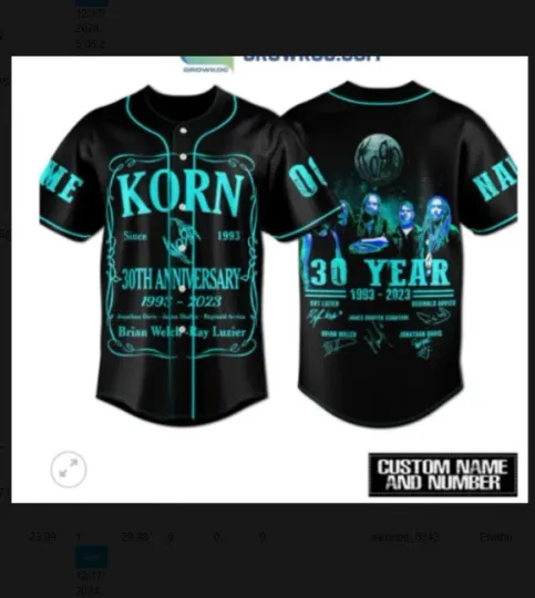 Korn 30th Anniversary 1993 2023 baseball jersey, jersey 3D all size - gift 3d