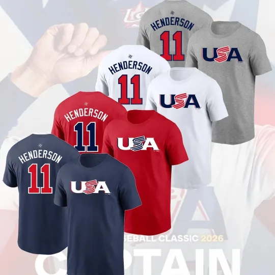 Discover Gunnar Henderson #11 USA Team 2026 World Baseball Classic Name & Number Fan Look