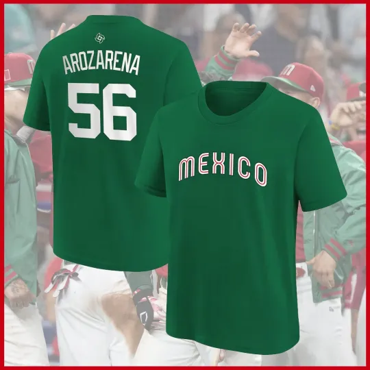 Discover Randy Aroz@rena Mexico Baseball 2026 World Baseball Classic Name & Number Shirt
