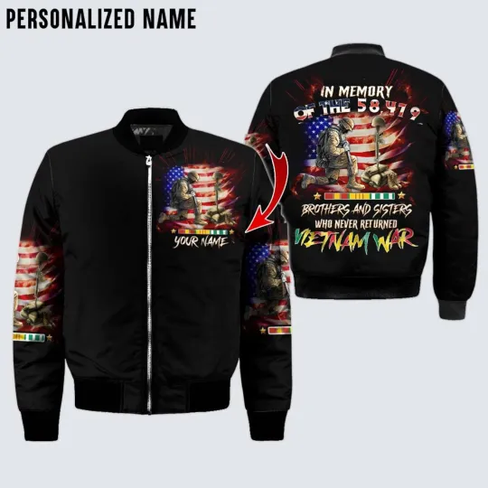 Discover Personalized In Memory Vietnam Veteran War U.S Veteran Proud Bomber Jacket