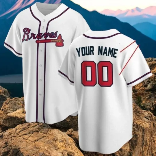 Discover Custom Braves Baseball Jersey with Name and Number 3D AOP Design