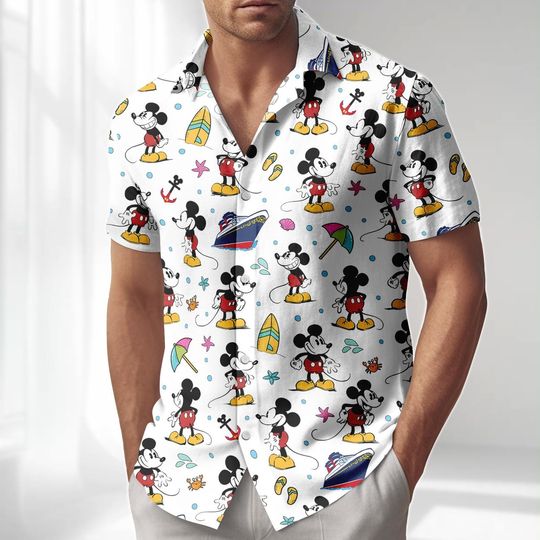 Discover Mickey Mouse Cruise Hawaiian Shirt, Mickey Pirates Button Shirt, Summer Shorts Men, Disney Cruise 2026 Vacation Shirt, Cruise Outfit