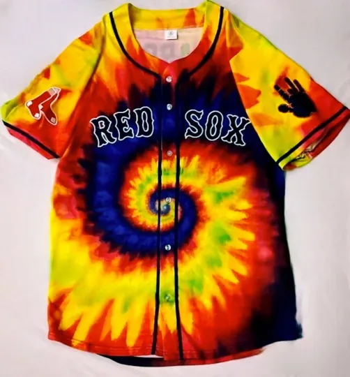 Discover Boston Red Sox GRATEFUL DEAD Fenway JERRY GARCIA Tie Dye SGA Jersey (Lrg) RARE