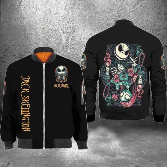 Personalized Halloween Jack Skellington Nightmare Before Christmas Bomber Jacket