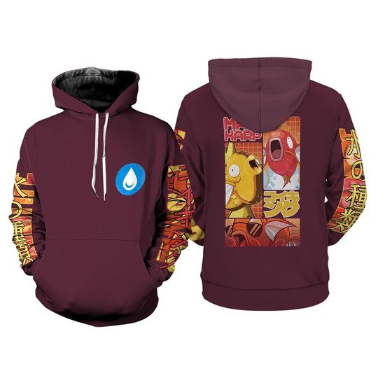 Magikarp PKM 3D Full Over Print Hoodie, Fish PKM Japanese Anime Costume, Magikarp Cosplay Sweatshirt