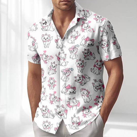 Discover The Aristocats Marie Hawaiian Shirt, Marie Cat Button Down Shirt, Disneyland Vacation Shirt, Beach For Cat Lovers, Cats Tee