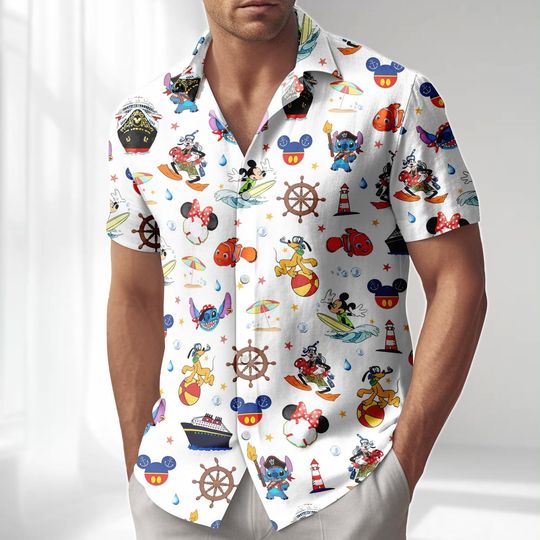 Discover Mickey & Friends Cruise Hawaiian Shirt, Disney Cruise Squad Button Down Shirt, Disney Vacation Shirt, Men Shirts, Magic Wonder Fantasy