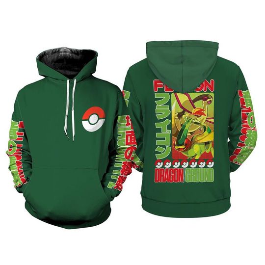 Flygon PKM 3D Full Over Print Hoodie, PKM Movie Inspired Hoodie, Blastoise Cosplay, Anime Costume Sweatshirt