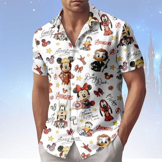 Discover Disney Hawaiian Shirt, Avengers Button Shirt, Mickey Mouse Men , Vacation Outfit, Gift For Fans